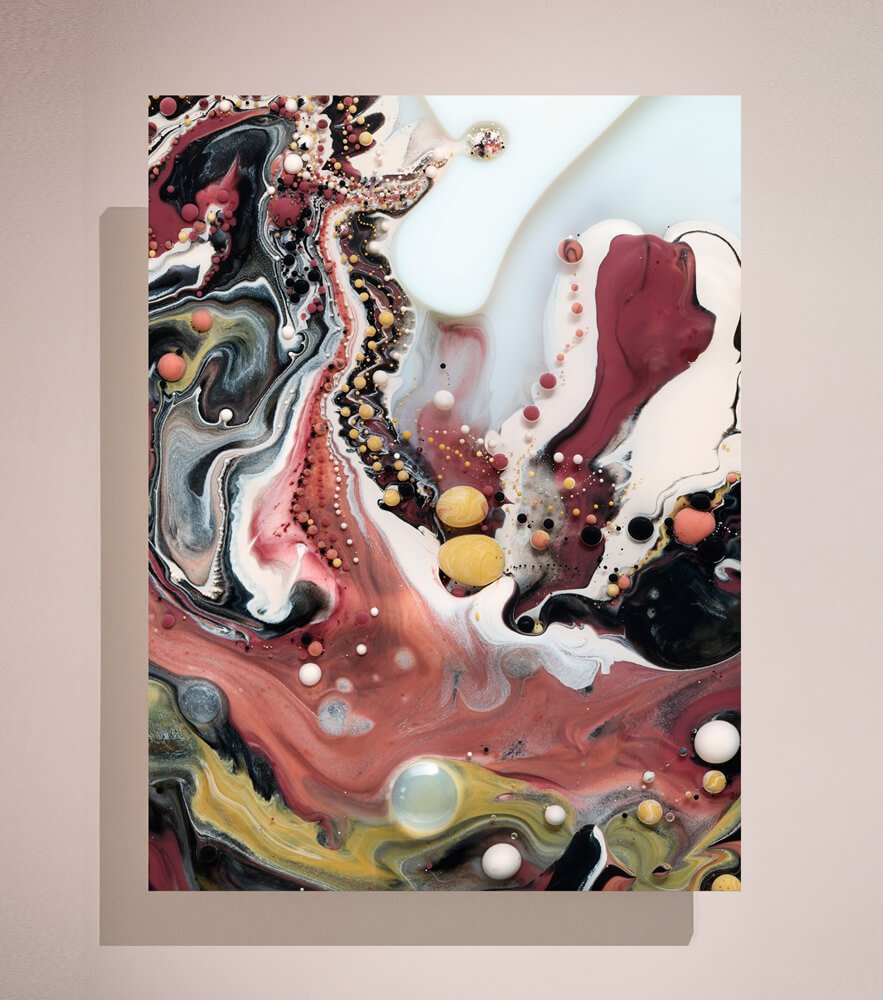 Chromatics!, abstract photograph by Marcel Christ in pink, red and black swirls